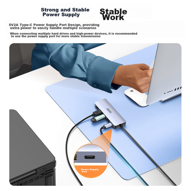 Хаб UNITEK USB 3.2 10G Gen2 розширювальний 4-портовий з Type-C, для ноутбуків/ПК, 0.3м - зображення 8
