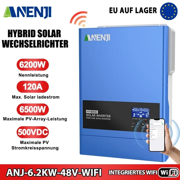 Гібридний інвертор Anenji 6200Вт 48В Wi-Fi 2026 года виробництва - Фото 1 Гібридний інвертор Anenji 6200Вт 48В Wi-Fi 2026 года виробництва - зображення 1