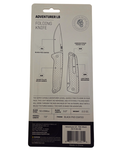 Ніж кишеньковий SOG Adventurer LB Black Blade FDE (13-11-05-43) - зображення 9