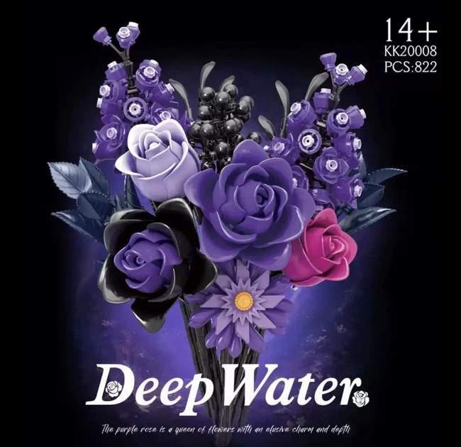 Конструктор букет квітів Deep Water з фіолетовими трояндами Purple Roses Bouquet 822 деталі - Фото 2 Конструктор букет квітів Deep Water з фіолетовими трояндами Purple Roses Bouquet 822 деталі - зображення 2