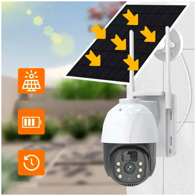Уличная IP камера видеонаблюдения с солнечной панелью HD ночное видение WiFi поворотная белая LS-672 - Фото 8 Уличная IP камера видеонаблюдения с солнечной панелью HD ночное видение WiFi поворотная белая LS-672 - изображение 8