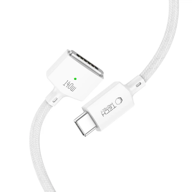Кабель Tech-Protect MMC01 Ultraboost Magnetic Type-C to MagSafe 3 140W 200cm White with MagSafe (5906302323296) - изображение 3
