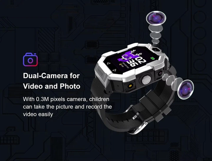 Дитячий смарт годинник Lemfo S11 з GPS трекером, 4G LTE, SIM картою, відеодзвінком, подвійною камерою, прослуховуванням, геолокацією та кнопкою SOS Рожевий - зображення 9