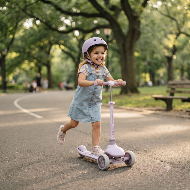 Самокат трёхколёсный Best Scooter J-6103-044 колёса PU 125×40 мм со светом, 4 уровня высоты руля 60–79 см, складной руль, от 3 лет - изображение 4