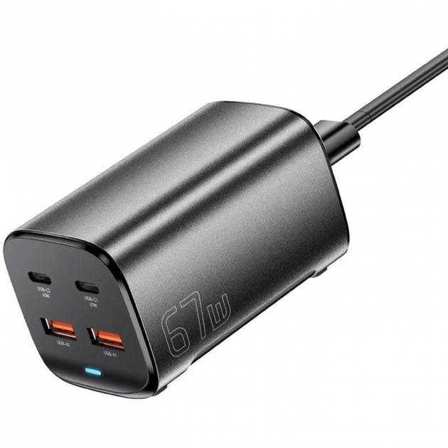 Зарядное устройство для телефона Essager Collection 67 Вт GaN 2C+2A настольное серое (ECT2AC-JYB0G-Z) - изображение 2