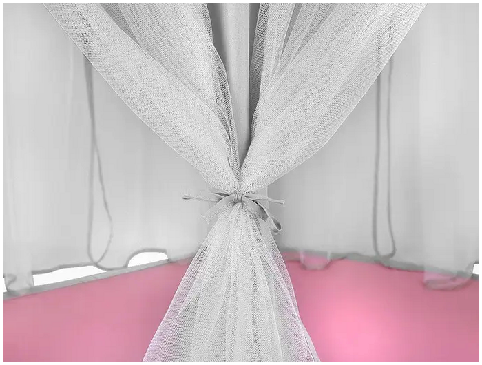 Детская палатка домик 6 входов с москитной сеткой для улицы и дома 140 см Kruzzel розовая серая - изображение 6