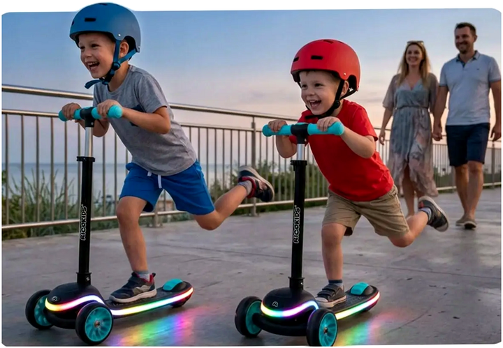 Трехколесный самокат с LED подсветкой 20 режимов для детей до 35 кг Ricokids бирюзовый - изображение 10