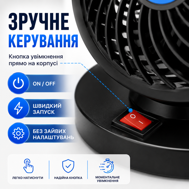 Автомобильный USB вентилятор 360° поворотный, мини вентилятор в машину, настольный вентилятор для авто и офиса от юсб одинарный - изображение 5