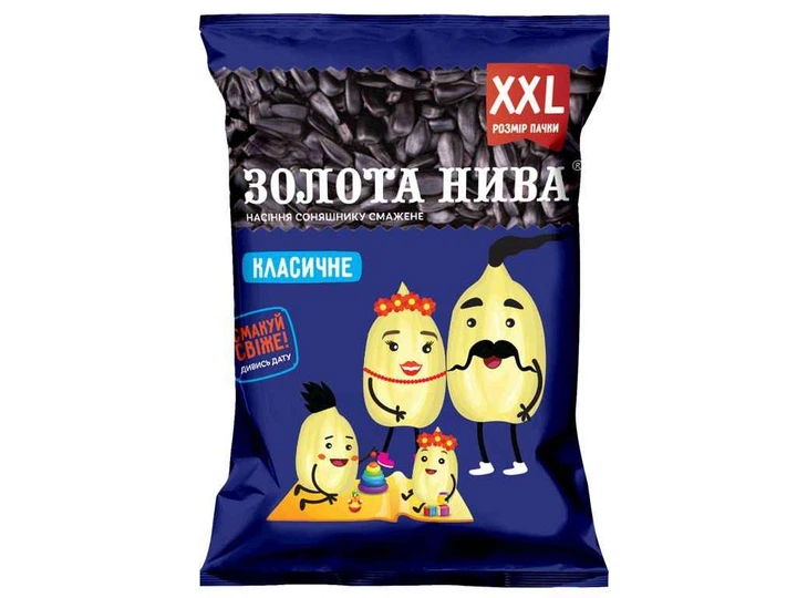 Насіння соняшника Золота Нива Не солоне 220г смажене - Фото 1 Насіння соняшника Золота Нива Не солоне 220г смажене - изображение 1