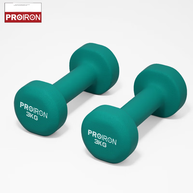 Гантелі PROIRON Puli'ai 3кг пара з порошковим покриттям, зелені - зображення 4
