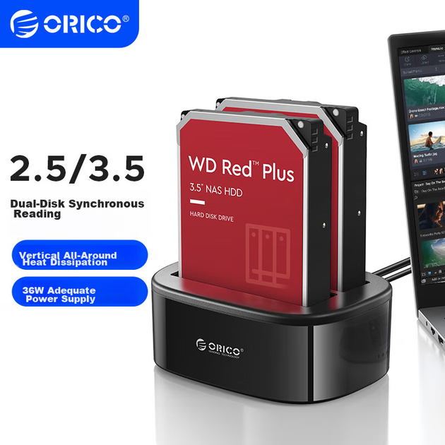 Корпус для жесткого диска ORICO 2.5/3.5 дюйма SATA внешний для ноутбуков и ПК двухотсековый 6228US3 - изображение 12