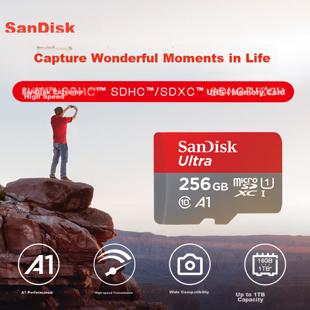 Карта пам'яті SANDISK Ultra microSDXC 256GB UHS-I U1 A1 C10 (SDSQUNI-256G-ZS3MN) - зображення 3