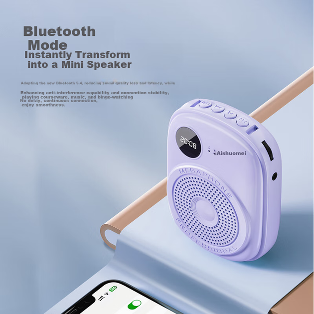 Усилитель AISOMEX портативный для учителей, беспроводной микрофон Bluetooth, K18 Wireless Purple - изображение 4