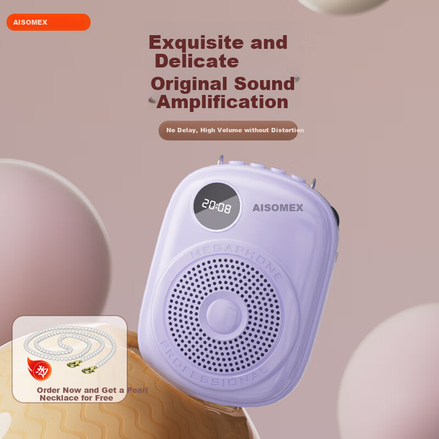 Усилитель AISOMEX портативный для учителей, беспроводной микрофон Bluetooth, K18 Wireless Purple - изображение 7