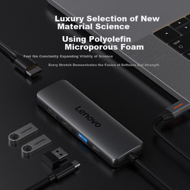 Хаб Lenovo Type-C USB HDMI-конвертер, для смартфонов/планшетов/ноутбуков Lenovo, PD - изображение 7