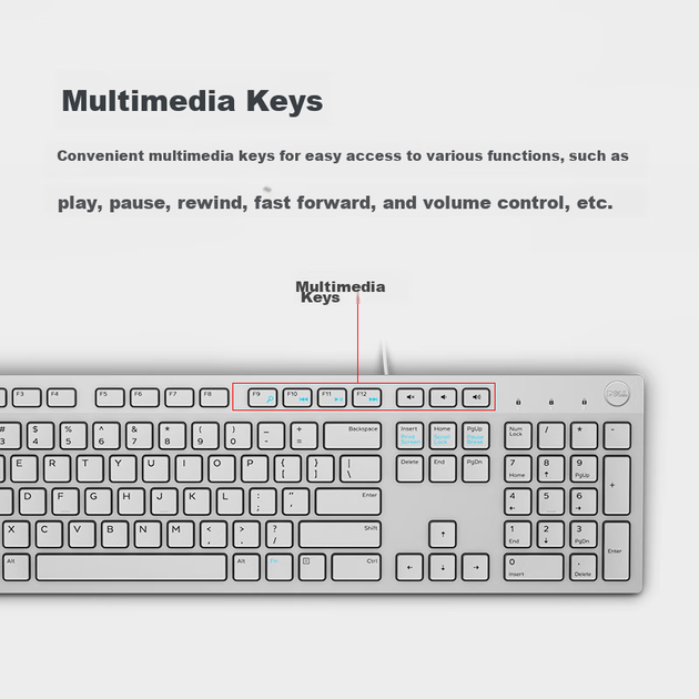 Клавиатура DELL KB216 проводная полноразмерная офисная, USB, белая - изображение 8