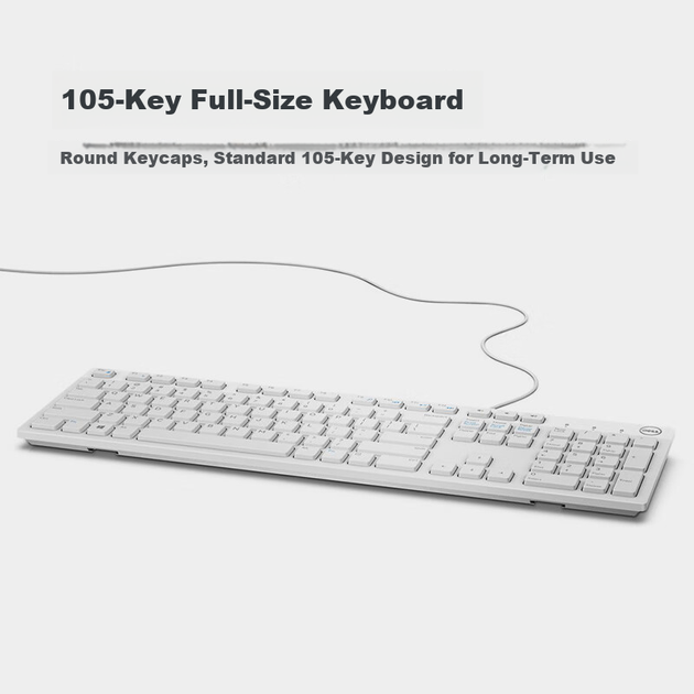 Клавиатура DELL KB216 проводная полноразмерная офисная, USB, белая - изображение 10