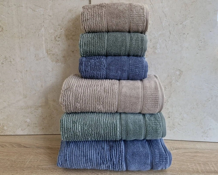Набор турецких махровых полотенец Cestepe MicroCotton Premium 3 штуки 50x90 + 3 штуки 70х140 Nevara 2 плотность 600 г/м2 - Фото 3 Набор турецких махровых полотенец Cestepe MicroCotton Premium 3 штуки 50x90 + 3 штуки 70х140 Nevara 2 плотность 600 г/м2 - изображение 3