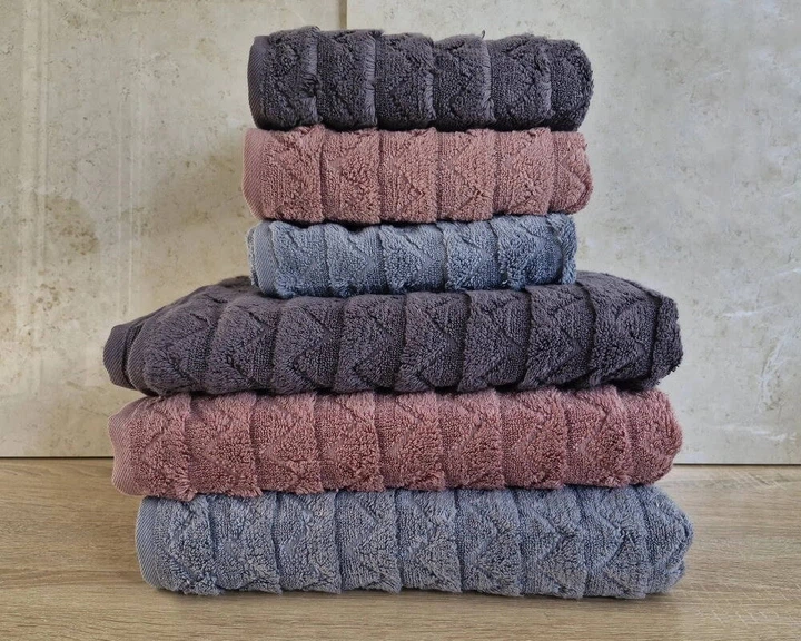 Набір турецьких махрових рушників Cestepe MicroCotton Premium 3 штуки 50x90 + 3 штуки 70х140 Ucgen 2 щільність 600 г/м2 - зображення 3