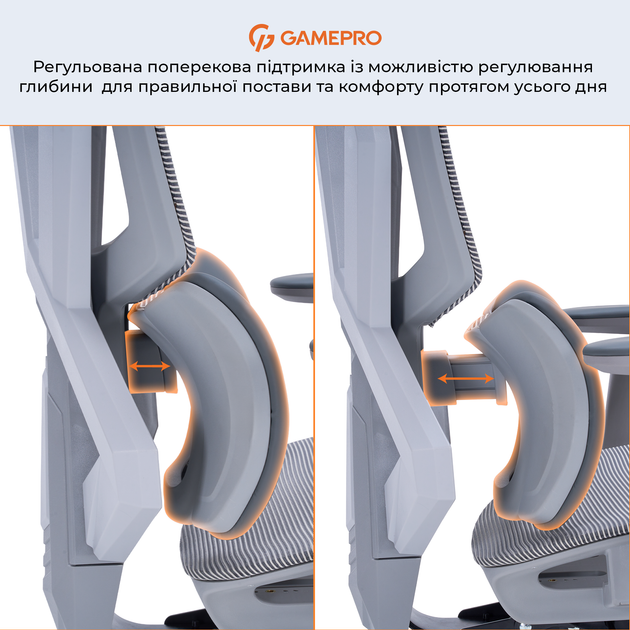 Эргономичное игровое кресло GamePro EDGE GC820MG Grey - изображение 15