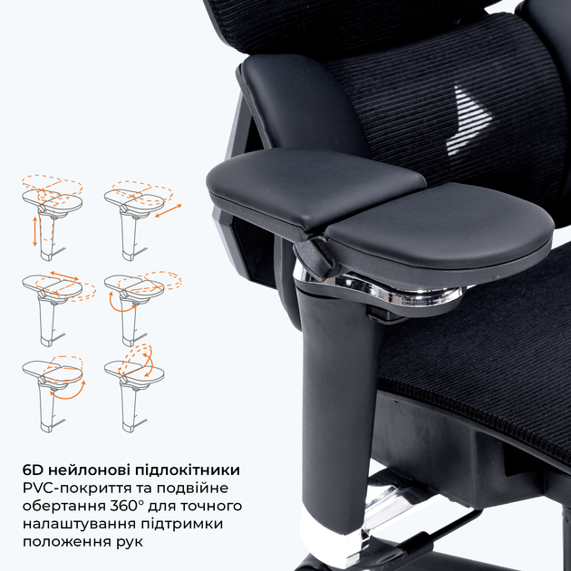 Эргономичное игровое кресло GamePro EDGE GC820MB Black - Фото 11 Эргономичное игровое кресло GamePro EDGE GC820MB Black - изображение 11