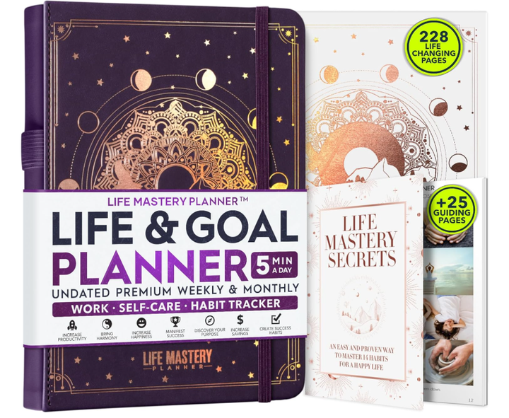 Ежедневник-планер Life Mastery Planner A5 на 12 месяцев, органайзер целей, трекер привычек, ежедневник цены и производительности - Фото 1 Ежедневник-планер Life Mastery Planner A5 на 12 месяцев, органайзер целей, трекер привычек, ежедневник цены и производительности - изображение 1