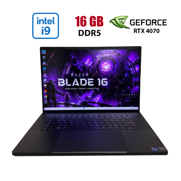 Ігровий ноутбук Razer Blade 16 RZ09-0510 / 16" (2560x1600) IPS / Intel Core i9-14900HX (24 (32) ядер по 2.2 - 5.8 GHz) / 16 GB DDR5 / 1000 GB SSD M.2 / nVidia GeForce RTX 4070, 8 GB GDDR6, 128-bit / WebCam б/в - Фото 1 Ігровий ноутбук Razer Blade 16 RZ09-0510 / 16" (2560x1600) IPS / Intel Core i9-14900HX (24 (32) ядер по 2.2 - 5.8 GHz) / 16 GB DDR5 / 1000 GB SSD M.2 / nVidia GeForce RTX 4070, 8 GB GDDR6, 128-bit / WebCam б/в - зображення 1
