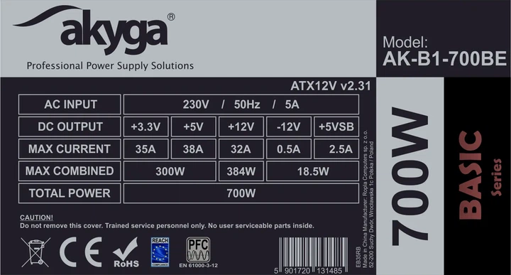 Блок живлення Akyga AK-B1-700BE Black - изображение 4