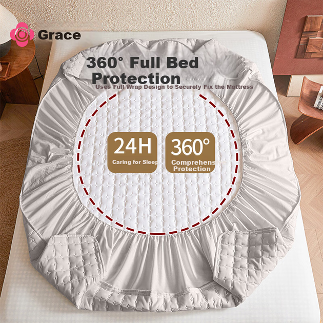 Наматрасник Grace антибактериальный стеганый, темно-серый, 1.8 м - Фото 6 Наматрасник Grace антибактериальный стеганый, темно-серый, 1.8 м - изображение 6