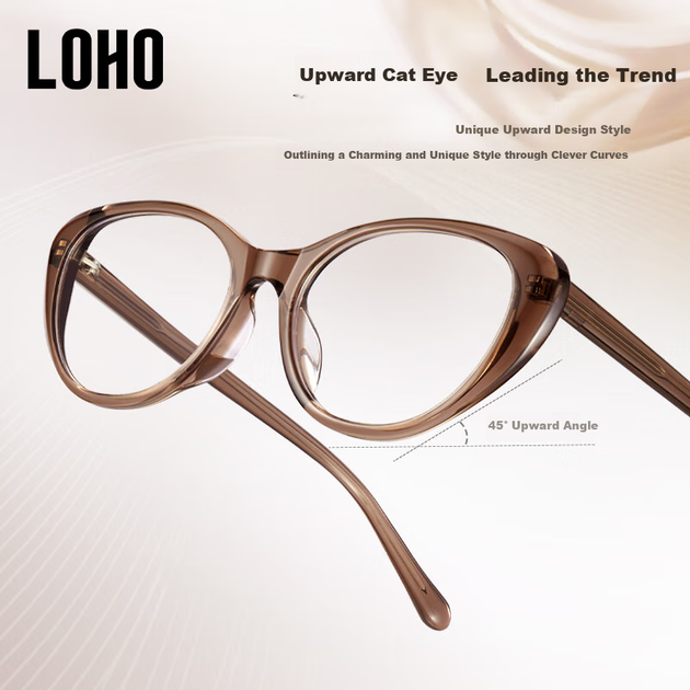 Оправа LOHO Retro Orange Cat Eye безободковая для линз с защитой от синего света и коррекцией астигматизма, черная - Фото 2 Оправа LOHO Retro Orange Cat Eye безободковая для линз с защитой от синего света и коррекцией астигматизма, черная - изображение 2