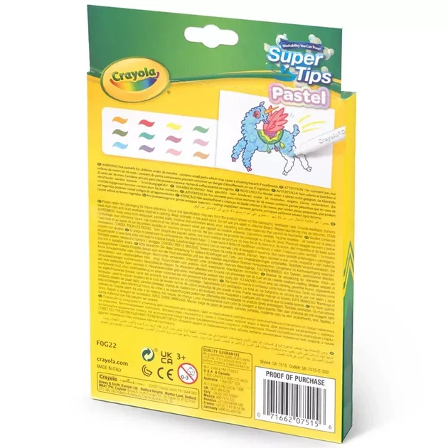 Фломастеры Crayola Super Tips Pastel 12 шт (58-7515) - Фото 6 Фломастеры Crayola Super Tips Pastel 12 шт (58-7515) - изображение 6