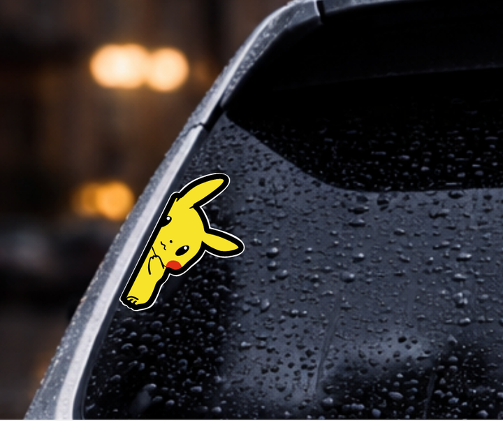 Вологостійкі наклейки на авто/мото/ноутбук Pikachu on Board sticker стікер на скло 12х6см права - Фото 3 Вологостійкі наклейки на авто/мото/ноутбук Pikachu on Board sticker стікер на скло 12х6см права - зображення 3
