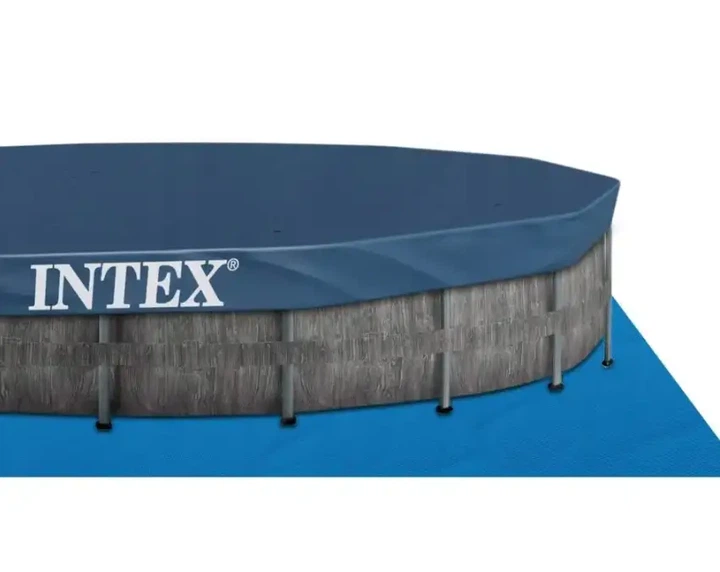Каркасный бассейн Intex GreyWood Prism Frame Pool 549×122 см 24310 л круглый темно-серый с картриджным фильтр-насосом 5678 л/ч, стремянкой, подстилкой и тентом - изображение 4