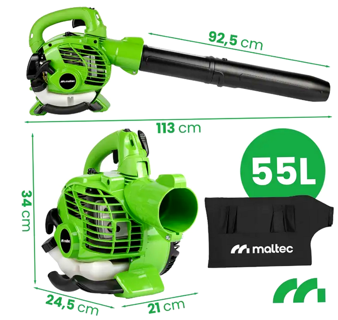 Садовый пылесос воздуходувка 0.75 кВт 3 в 1 бензиновый 55 л MalTec HM-0646 - Фото 5 Садовый пылесос воздуходувка 0.75 кВт 3 в 1 бензиновый 55 л MalTec HM-0646 - изображение 5