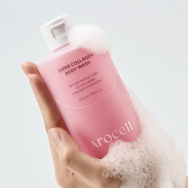 Увлажняющий гель для душа с коллагеном AROCELL Super Collagen Body Wash 220 мл - изображение 4