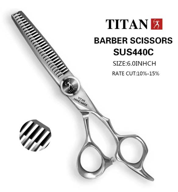 Перукарські філірувальні ножиці TITAN для стрижки волосся 6 дюймів TT630W-H - Фото 2 Перукарські філірувальні ножиці TITAN для стрижки волосся 6 дюймів TT630W-H - зображення 2