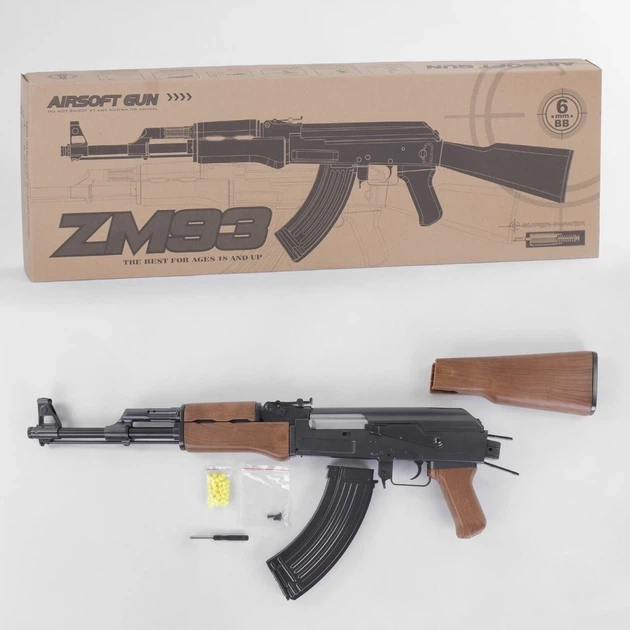 Автомат Калашникова Металевий АК-47 дитячий спринговий ZM 93 зі знімним прикладом - Фото 1 Автомат Калашникова Металевий АК-47 дитячий спринговий ZM 93 зі знімним прикладом - зображення 1