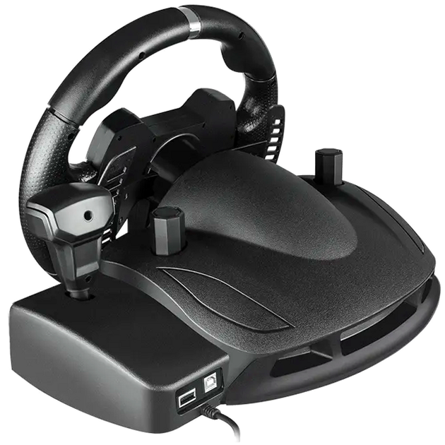 Игровой руль с педалями 11 дюймов 270 градусов виброотдача для ПК PS4 PS3 Xbox черный - изображение 3