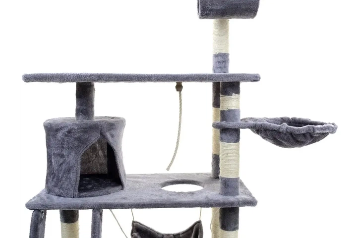Ігровий комплекс (дряпка), будиночок для кота 140х75×40 см Avko CatTree сіра 1950 - кілька платформ для лазання та ігор, будиночок для відпочинку, лежак - Фото 5 Ігровий комплекс (дряпка), будиночок для кота 140х75×40 см Avko CatTree сіра 1950 - кілька платформ для лазання та ігор, будиночок для відпочинку, лежак - зображення 5
