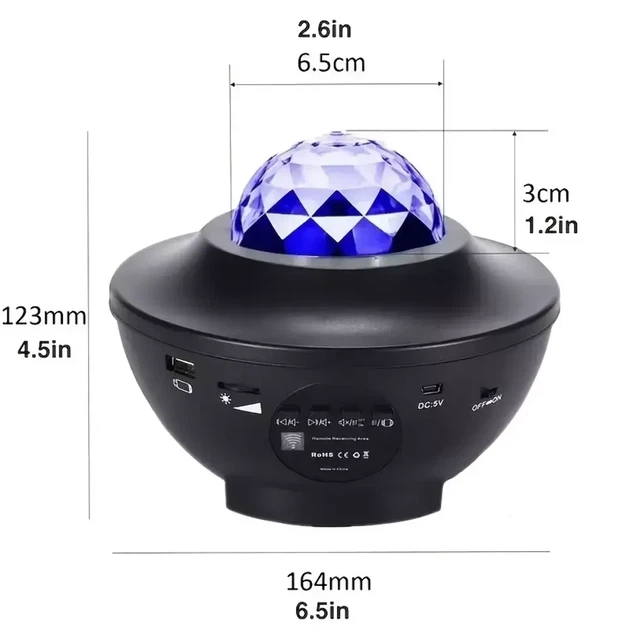 Ночник-проектор звездного неба Galaxy 3-в-1, LED-проектор с Bluetooth-колонкой, лазерными звездами, океанской волной и пультом ДУ, - изображение 6
