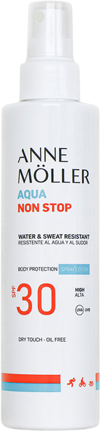 Сонцезахисний спрей для тіла Anne Moller Aqua Non Stop Spf 30 175 мл (8436034372677) - Фото 1 Сонцезахисний спрей для тіла Anne Moller Aqua Non Stop Spf 30 175 мл (8436034372677) - зображення 1
