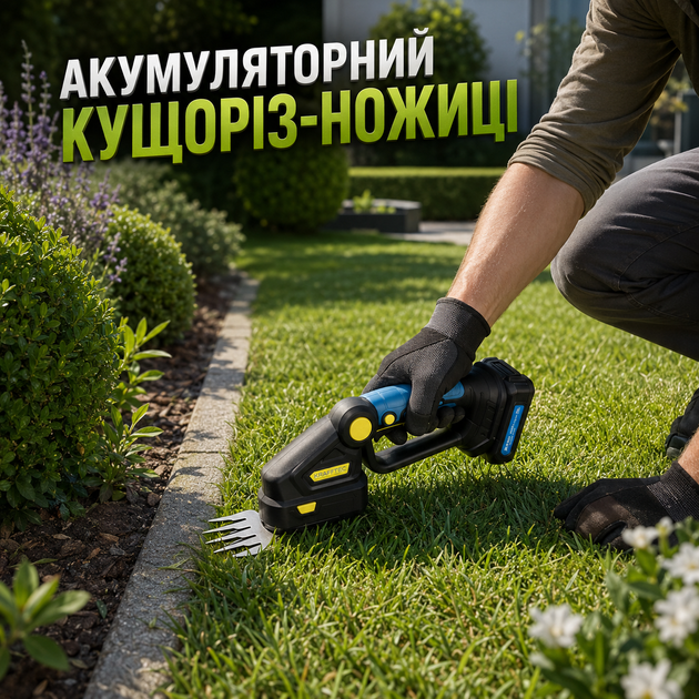 Аккумуляторный кусторез KRAFFTEC Saker Trimmer 36V с двумя аккумуляторами, для стрижки живой изгороди, декоративных кустарников и ухода за садом - Фото 2 Аккумуляторный кусторез KRAFFTEC Saker Trimmer 36V с двумя аккумуляторами, для стрижки живой изгороди, декоративных кустарников и ухода за садом - изображение 2