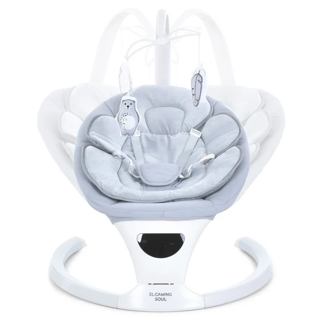 Шезлонг-гойдалка SOUL ME 1175 5 швидкостей 12 мелодій Light Gray 75х64х44 см метал пластик тканина - зображення 4