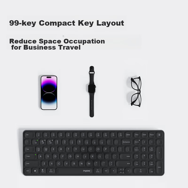 Беспроводная клавиатура Rapoo E9300G, 99 клавиш, Bluetooth, ультратонкая, белая - изображение 8