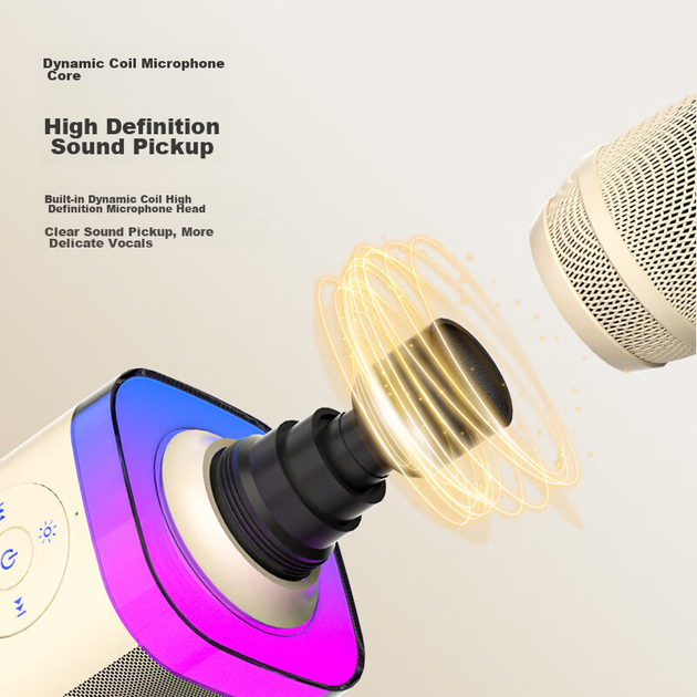 Микрофон-колонка Soaiy MC62 детский караоке Bluetooth беспроводной розовый - изображение 3