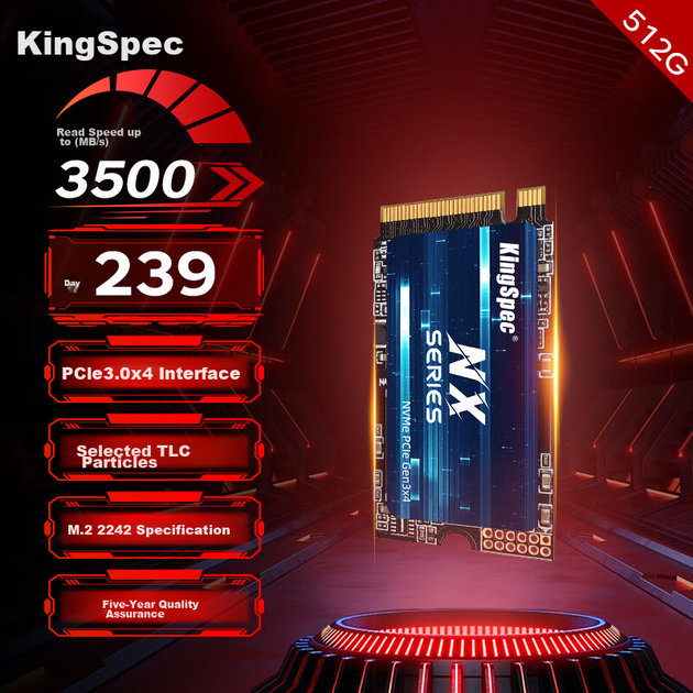 SSD KingSpec 512ГБ NVMe M.2 2242 PCIe 3.0, 3500МБ/с - изображение 4