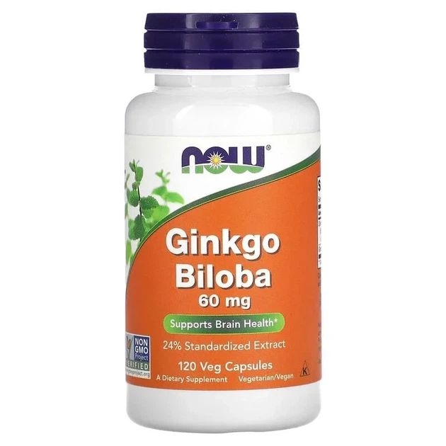 Гинкго Билоба Now Foods (Ginkgo Biloba) 60 мг 120 капсул - Фото 1 Гинкго Билоба Now Foods (Ginkgo Biloba) 60 мг 120 капсул - изображение 1