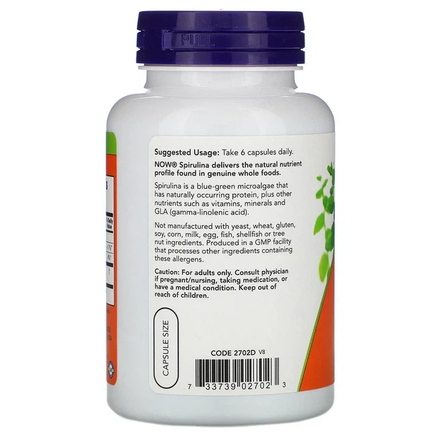 Органічна спіруліна, 500 мг, Now Foods, 120 капсул - Фото 3 Органічна спіруліна, 500 мг, Now Foods, 120 капсул - зображення 3