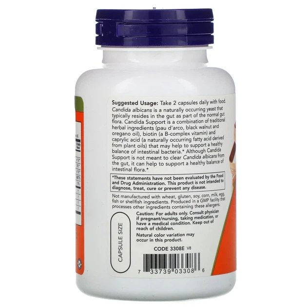 Комплекс для мікрофлори кишечника "Candida Support", Now Foods, 180 капсул - зображення 3