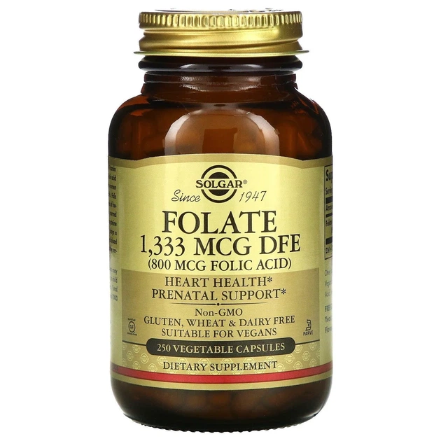 Фолиевая кислота Solgar (Folic Acid) 800 мкг 250 капсул - Фото 1 Фолиевая кислота Solgar (Folic Acid) 800 мкг 250 капсул - изображение 1